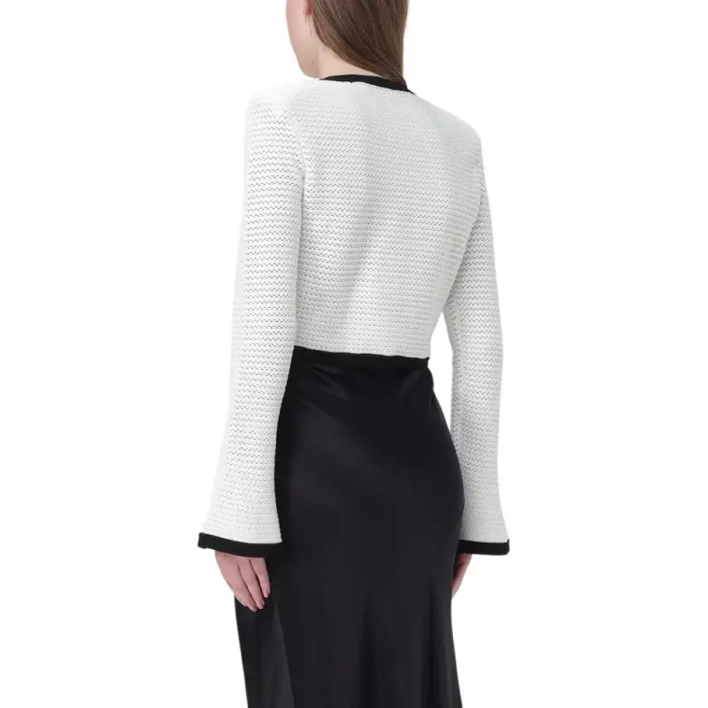 Self portrait Pointelle knit Cropped Cardigan-3