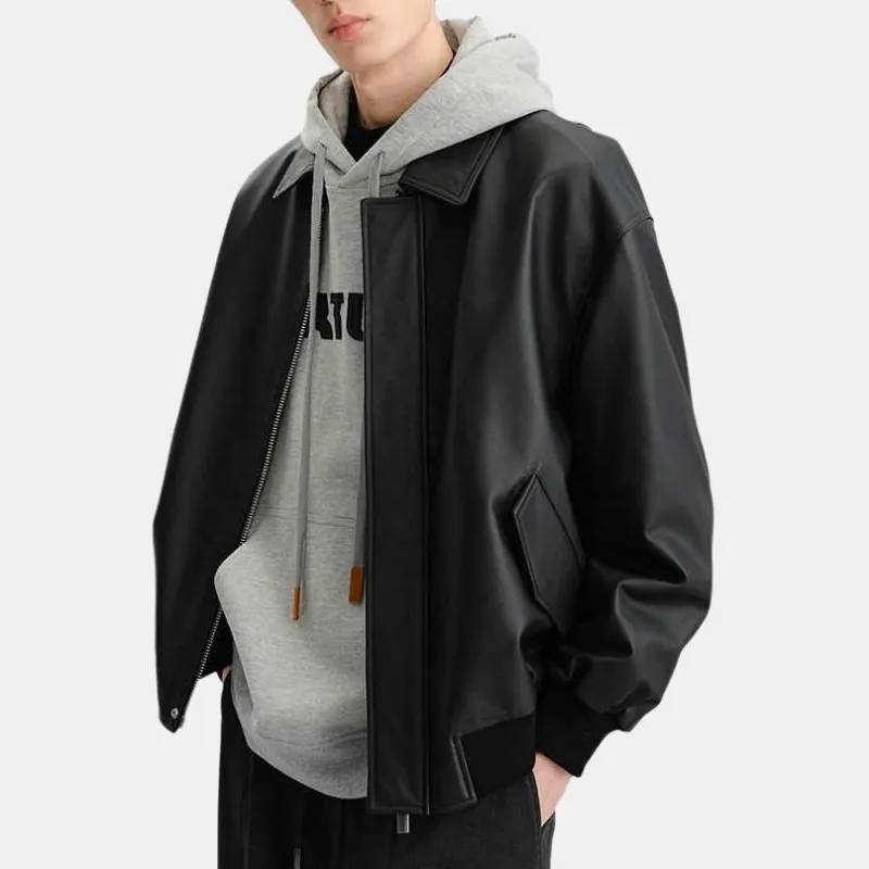 GXG Leather Jackets Men Black-4