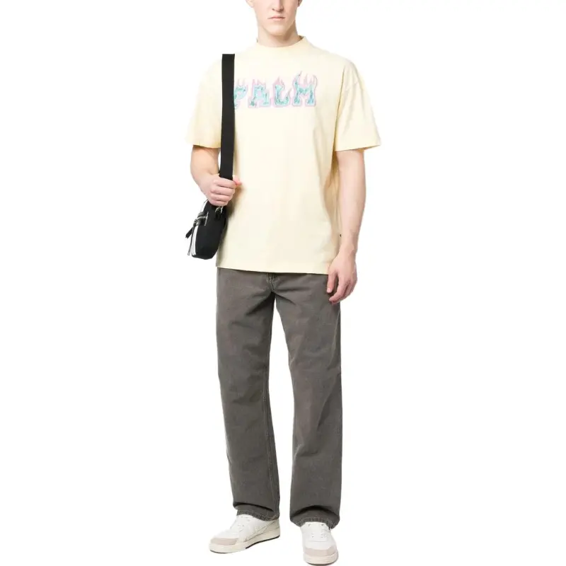 PALM ANGELS Logo Flames Vint Tee-3