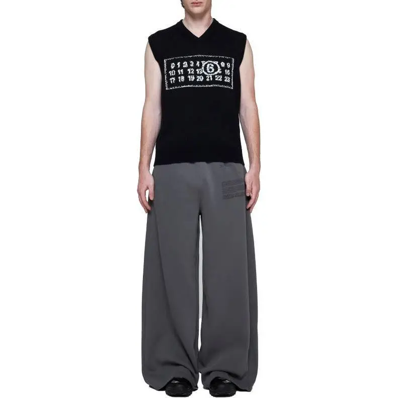 MM6 Maison Margiela Numeric Printed Wide Leg Track Pants-2