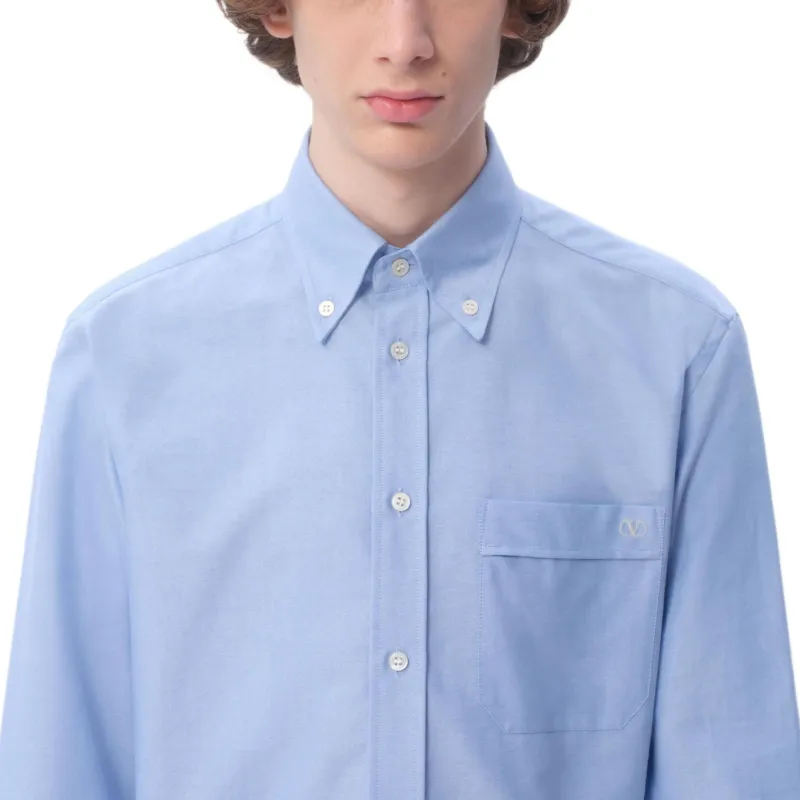 Valentino Logo Embroidered Long Sleeve Shirt-8