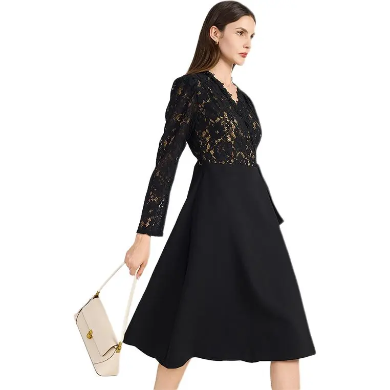 NINE WEST Long Sleeved Dresses Women's Black-6