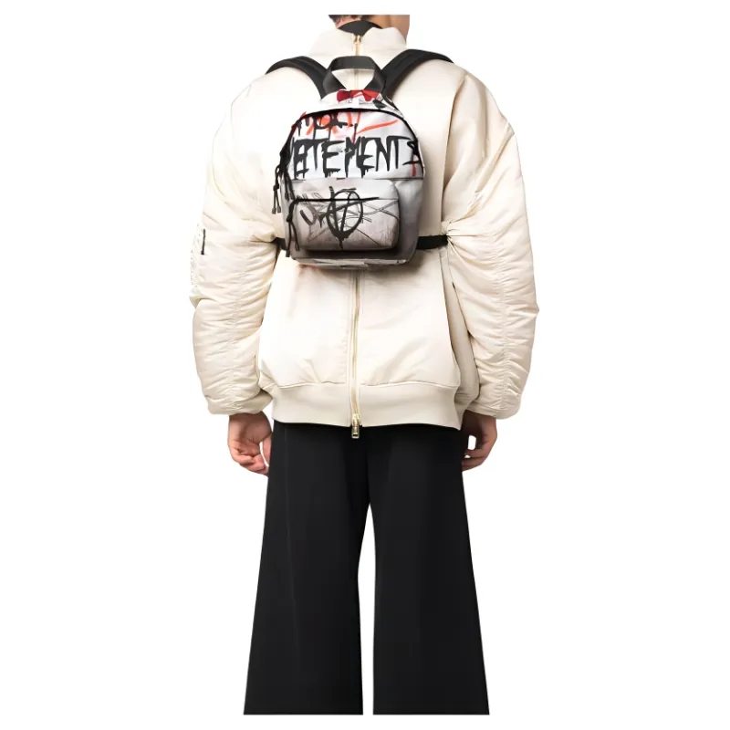 Vetements Polyester Backpack Unisex Light Gray Multicolor-4