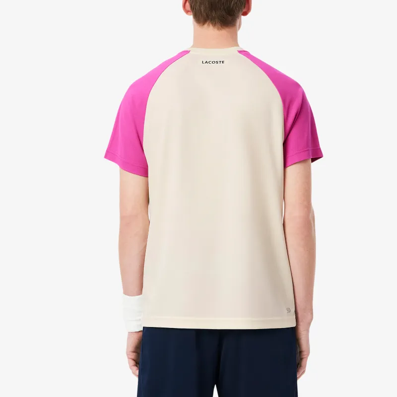 LACOSTE T Shirt Men's White/Pink/Green-3