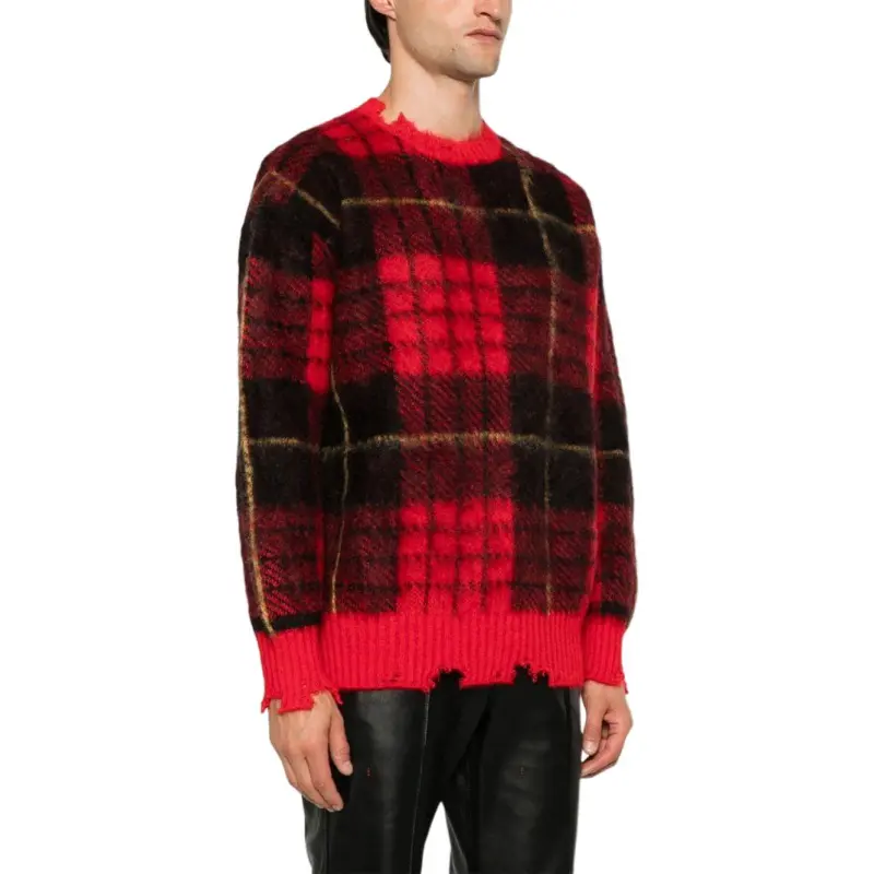 Alexander McQueen Check Pattern Distressed Jumper-5
