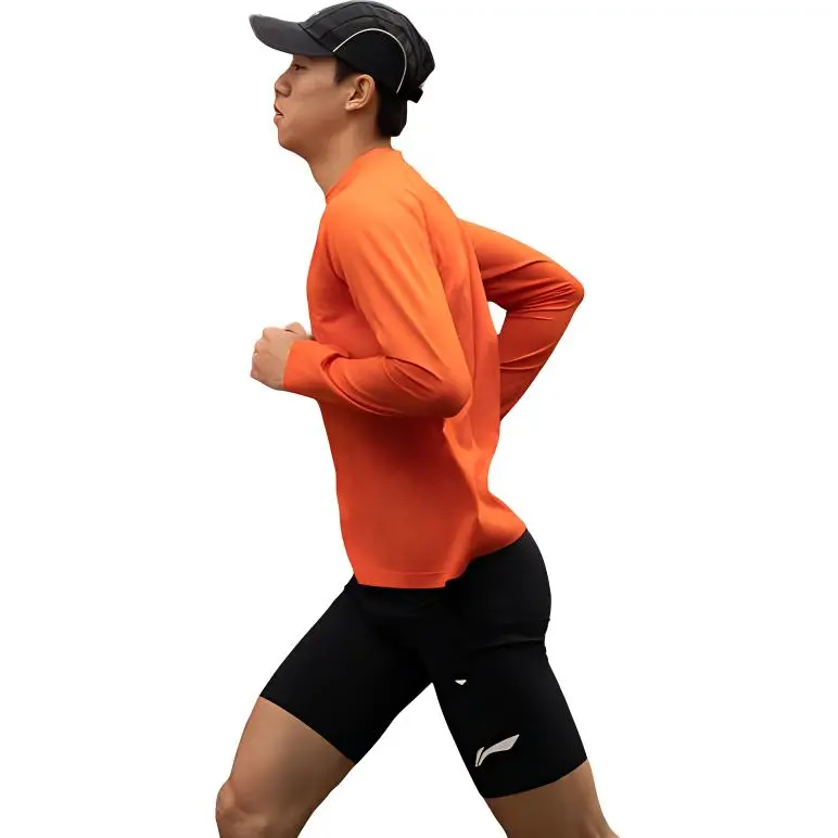LiNing Long-Sleeved T-Shirts Men's Vermilion Orange-4
