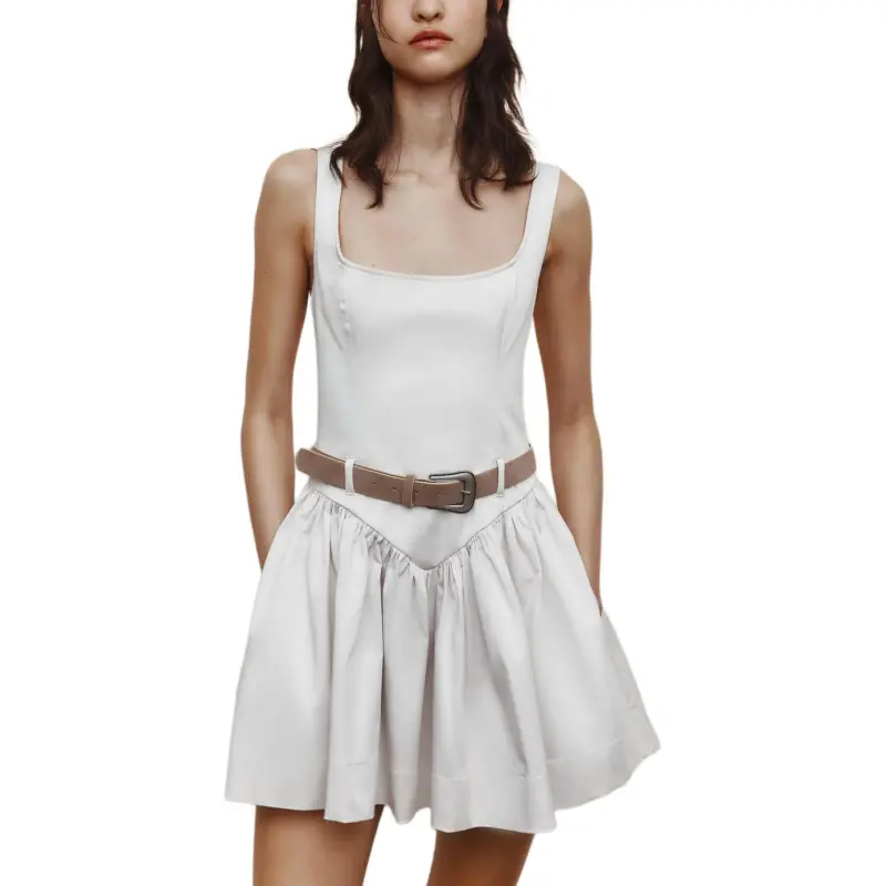 ZARA Sleeveless Dress Women's Beige-2