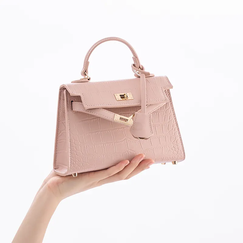 Old Man's Head PU One Shoulder Kelly Small Bag Handbag, Crossbody Bag Regular Women's Peach Pink-5