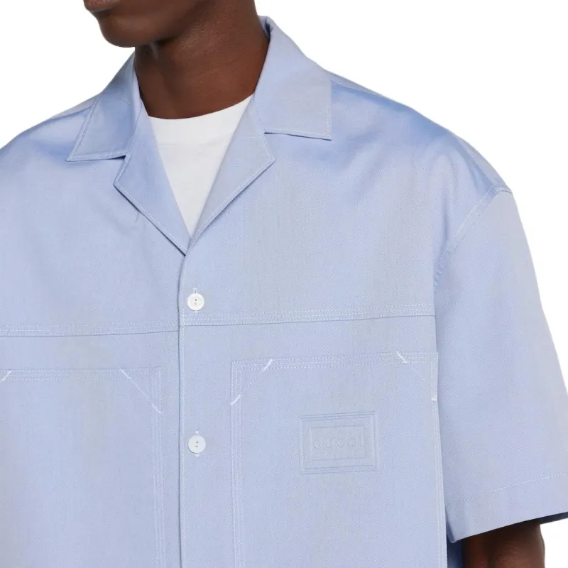 GUCCI Lido FW25 Fall Collection Shirt Men's Light Blue-4