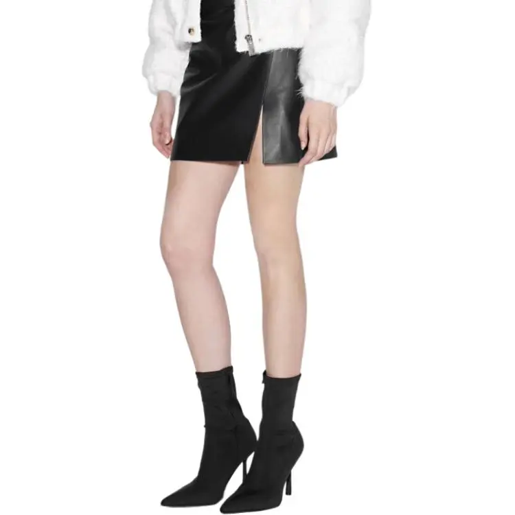 Bebe Leather Short Skirts Women's Black-3