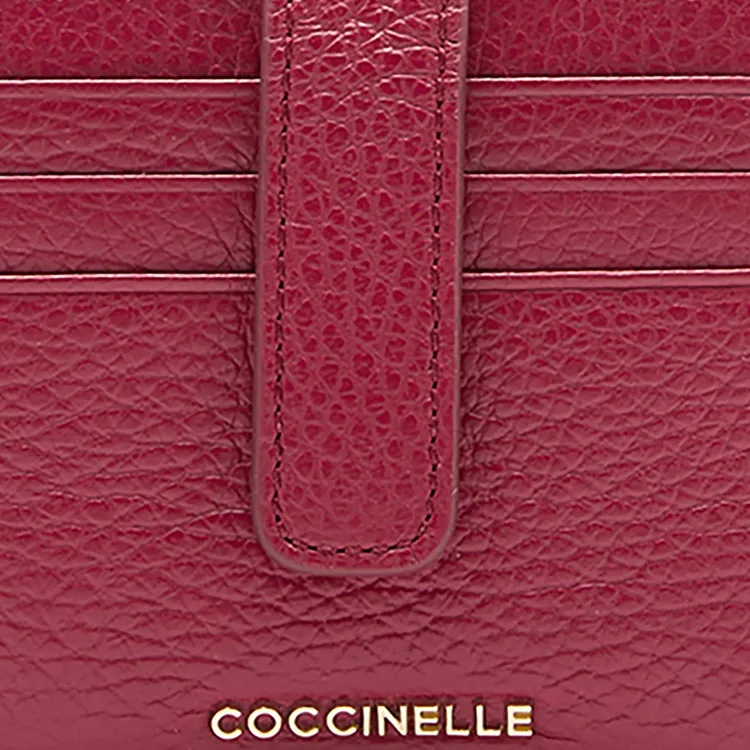 COCCINELLE Grain Leather Wallet Trumpets Women's Red-3