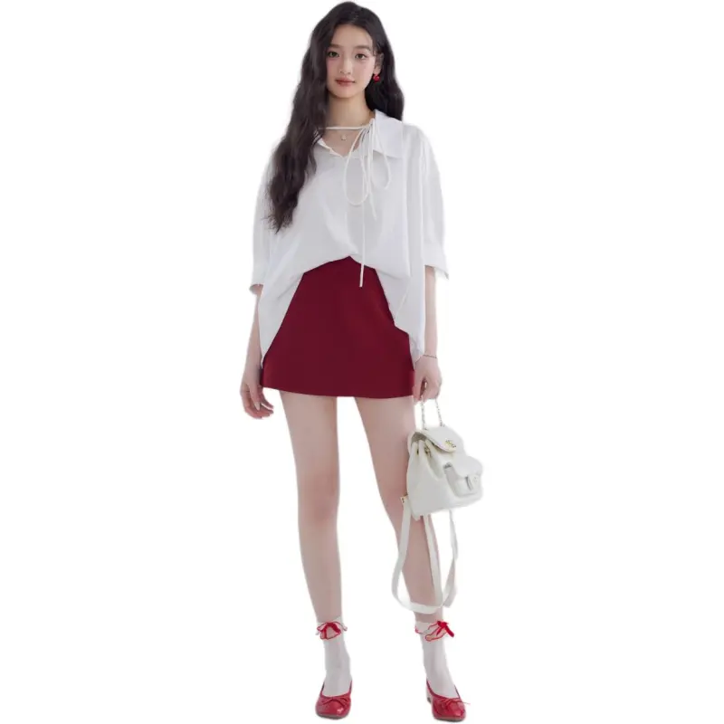 DEAR DEER PUFF Casual Short Skirts Women's Red-2