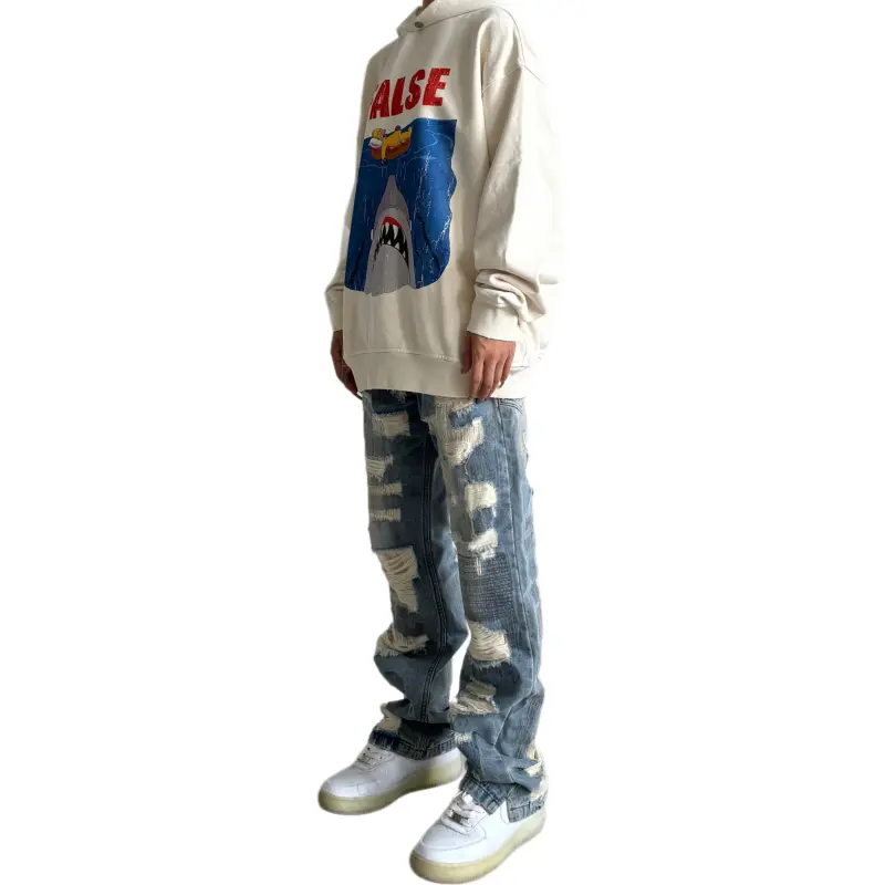False Perception Sweatshirt Unisex Distressed White-4