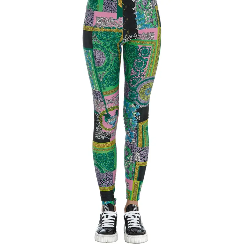 VERSACE Barocco Patchwork Print Leggings 'Multicolor'-1