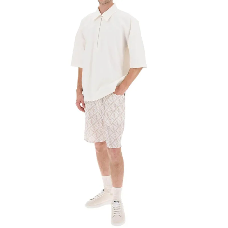 FENDI Abstract print Linen Shorts-4