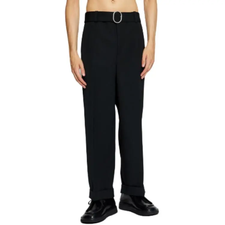 JIL SANDER Straight Leg Pleat Detailed Belted Trousers-3