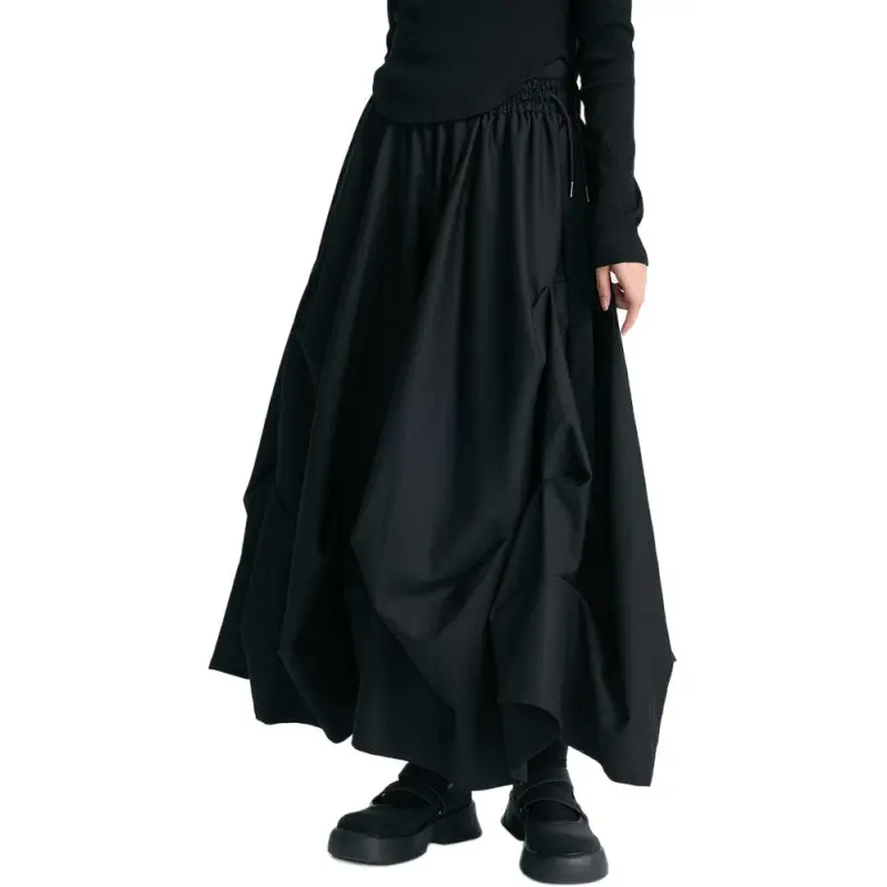 LUYUSHANYU Skirt Pants Unisex Black-4