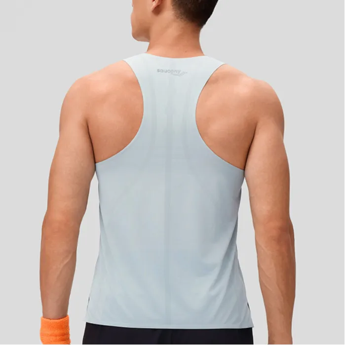 Saucony Tank Top Men's Light Gray Green-3