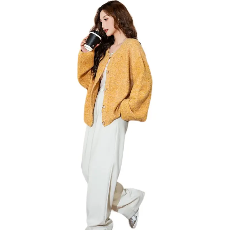Tonlion Sweater Women's Antumn Leaves Yellow-3
