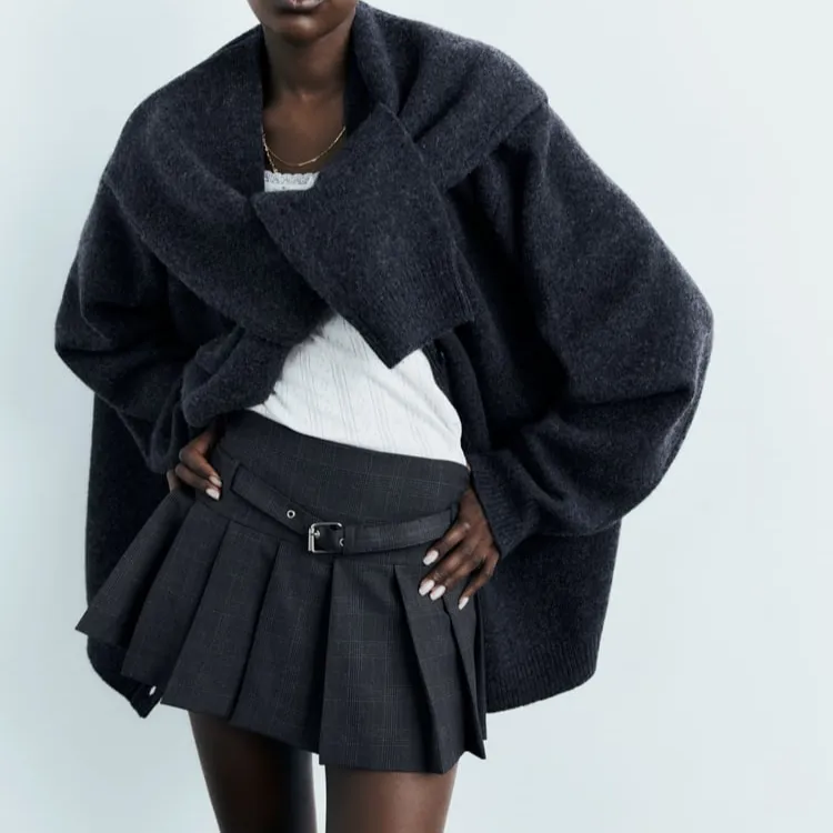 ZARA Casual Shorts Skirt Style Women's Gray-4