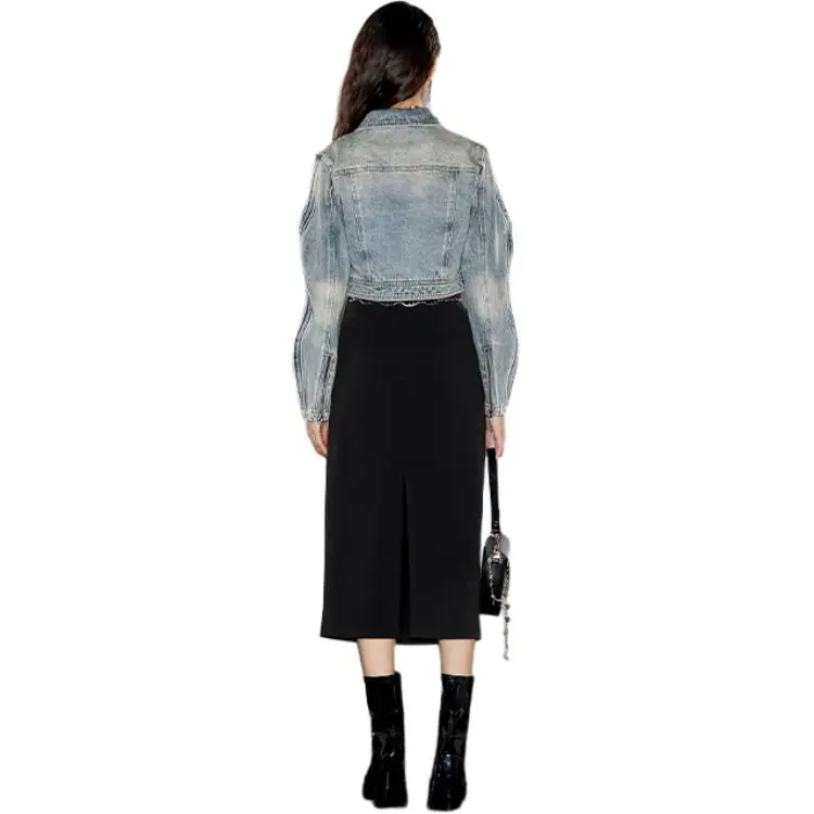 GIMING Denim Jackets Women's Blue-1