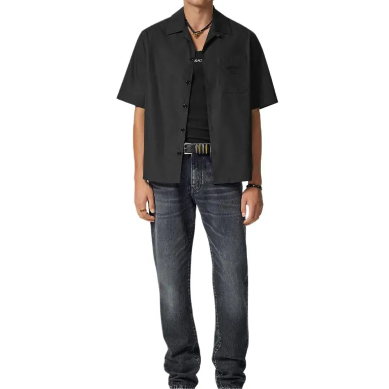 VERSACE Medusa Chains Embroidered Short Sleeved Shirt-1