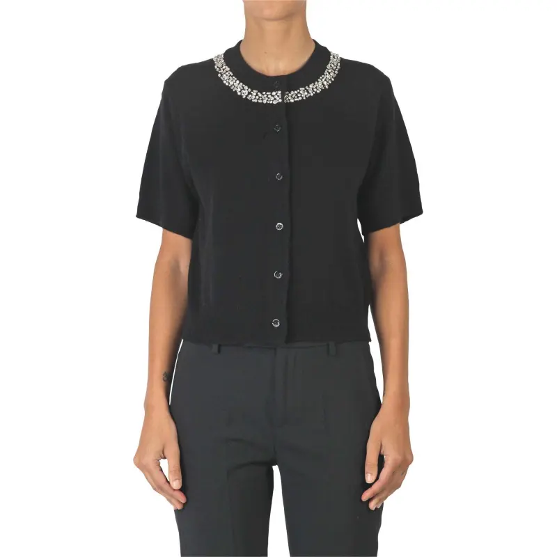 CELINE Embroidered Cropped Cardigan In Cashmere-3