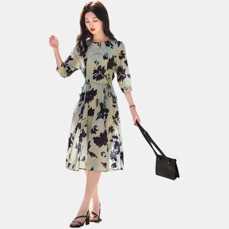 【dme】 Long-Sleeved Dresses Women's Gray Green-1