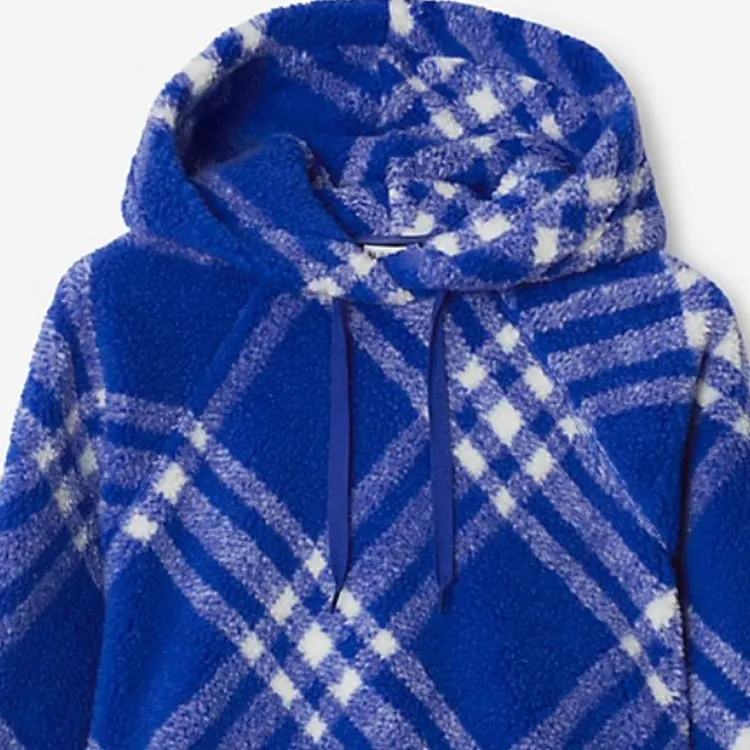 Burberry Check Pattern Faux Shearling Hoodie-7