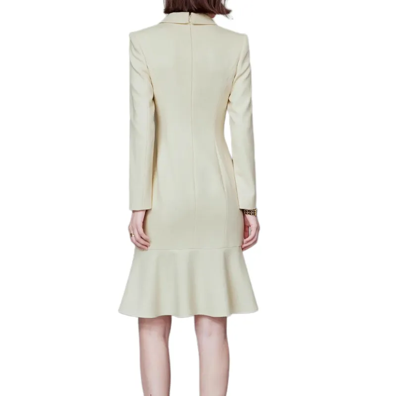 ONE SHALLOW Long Sleeved Dresses Women's Light Yellow-0