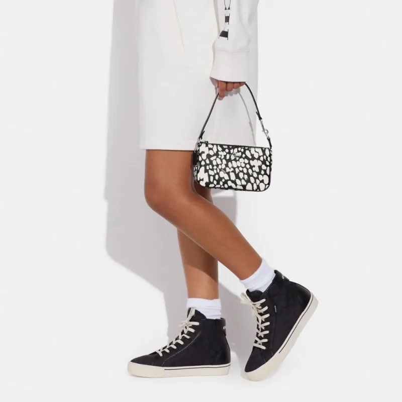 COACH Nolita Coated Canvas With Leather Coin Purse Wrist Bag Clutch Small Size Women's Black & White-4