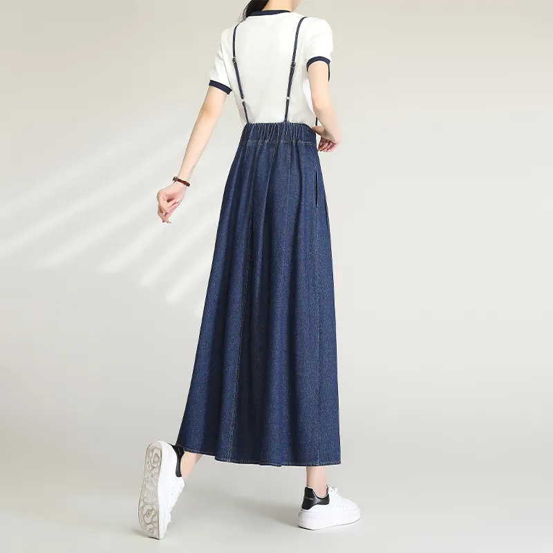 LOUISY AO Denim Long Skirt Women's Blue-5