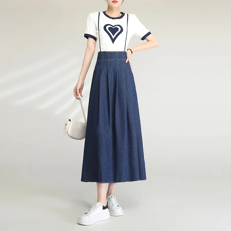 LOUISY AO Denim Long Skirt Women's Blue-2