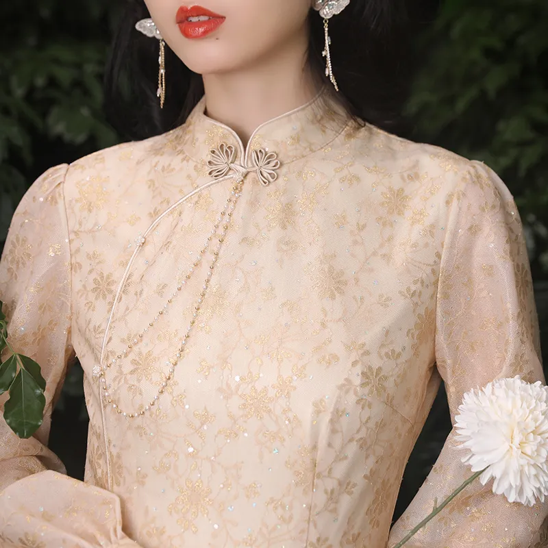 JINYE ORIENTAL Cheongsam Women's Yellow-2