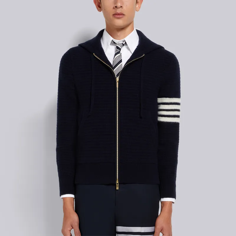 THOM BROWNE 4-Bar Stripe Knitted Hoodie-2