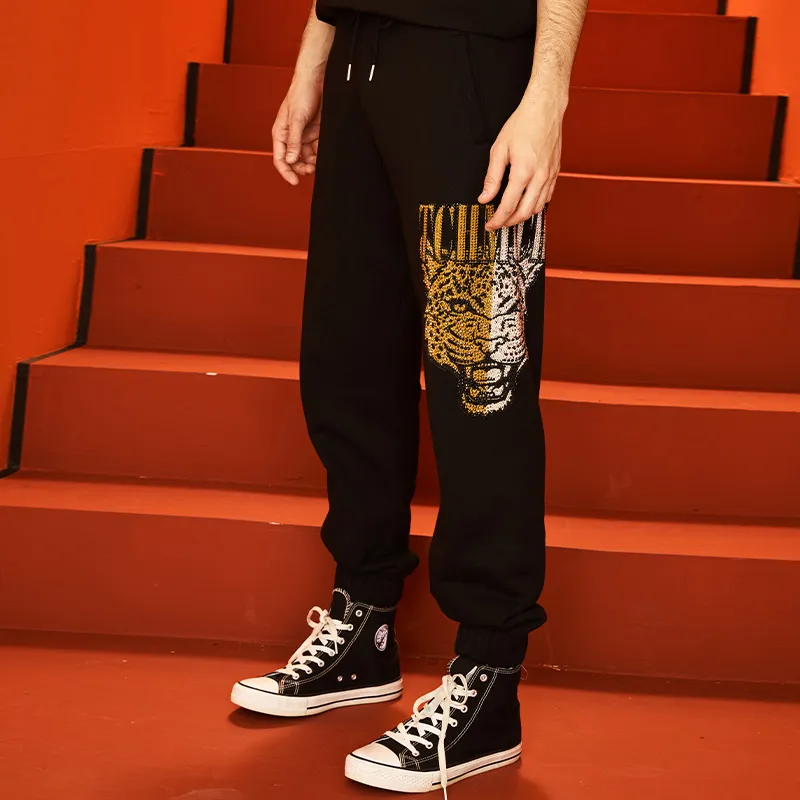 TCH Casual Pants Unisex Black Base Gold Logo-4