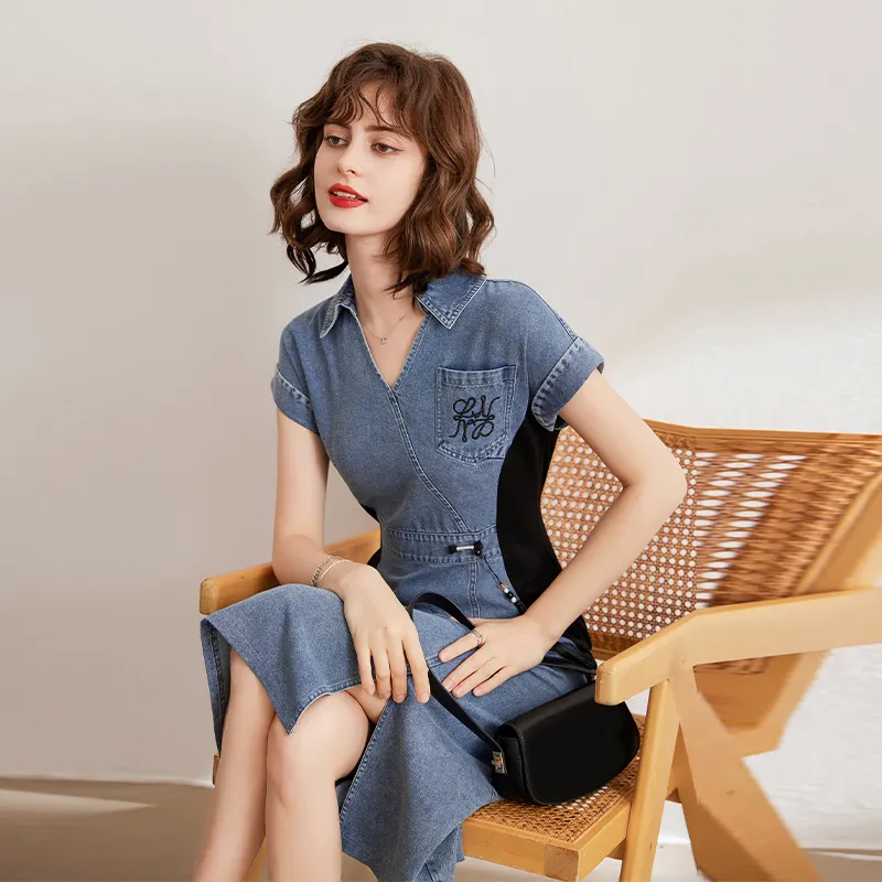LOUISY AO Short Sleeved Dress Women's Blue-4