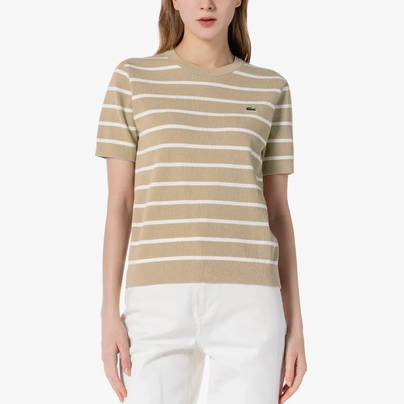 LACOSTE T Shirt Women's Brown White-1