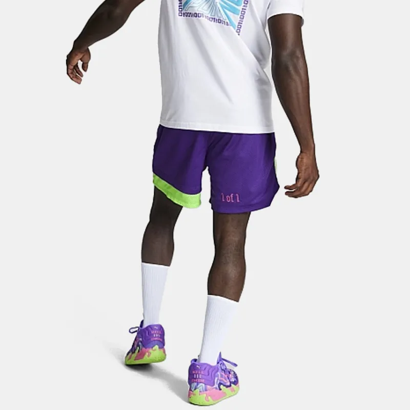 PUMA x Toxic Ralph Casual Shorts Men's Violet-Fluorescent Green-3