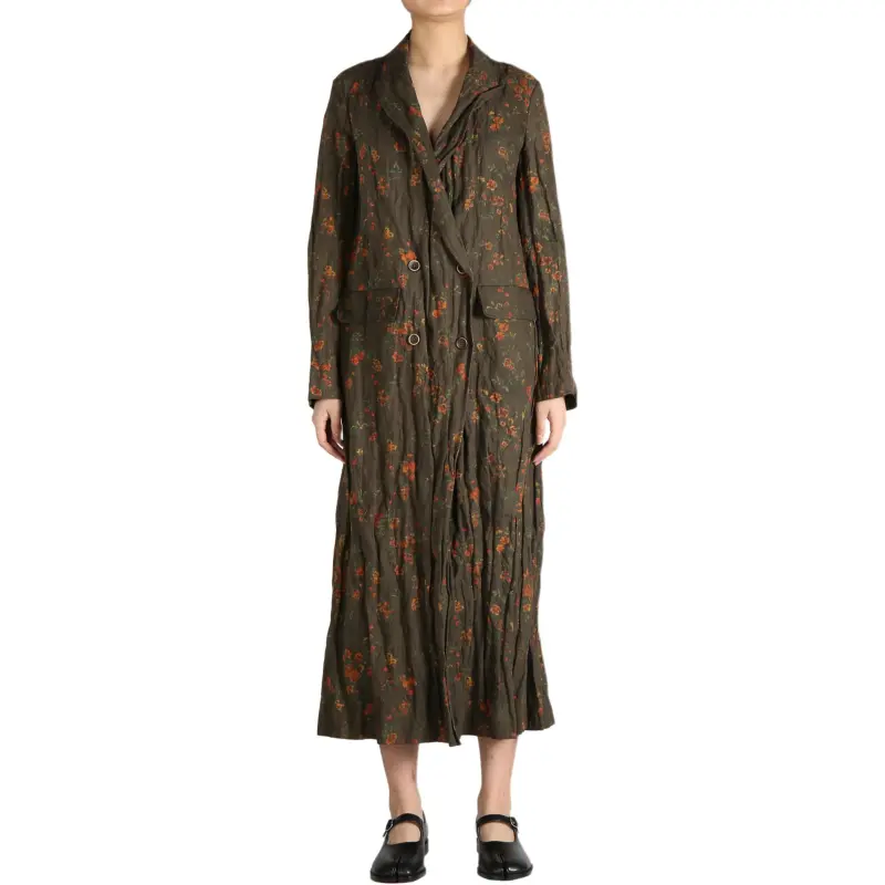 UMA WANG Floral Printed Double Breasted Coat-2
