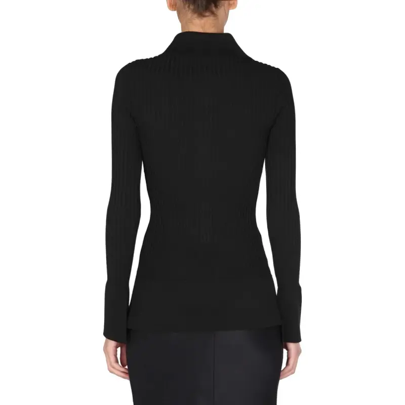 ANDREĀDAMO Ribbed Buttoned up Knitted Top-1