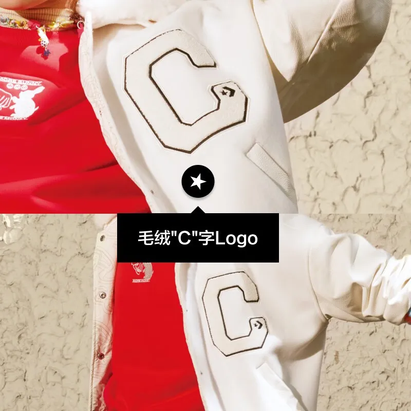 Converse CNY Baseball Jacket Women's Milk White-4