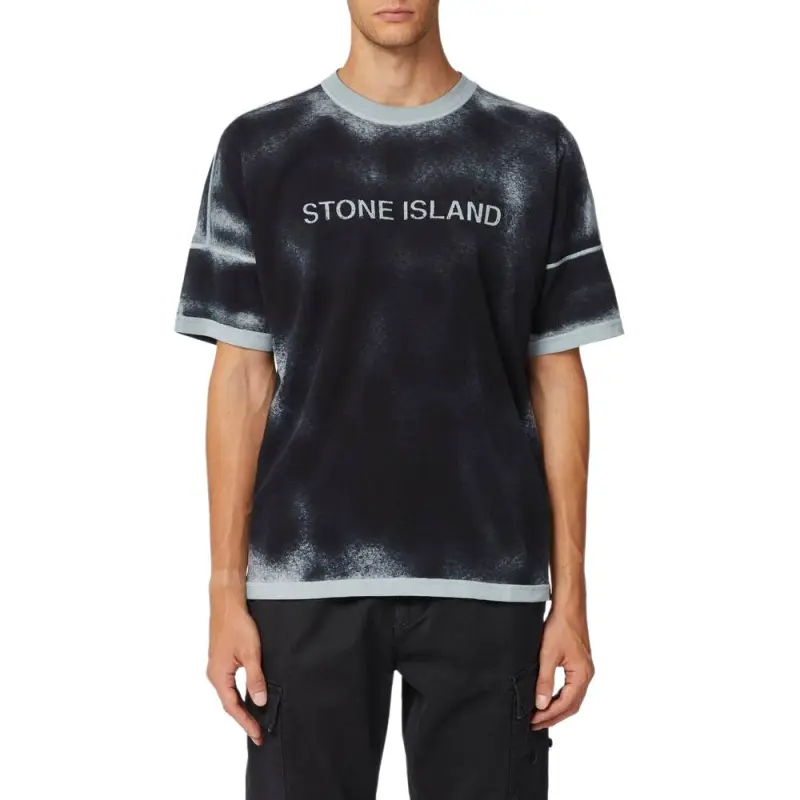 STONE ISLAND STONE ISLAND Hand Sprayed T Shirt Men's Sky Color-5