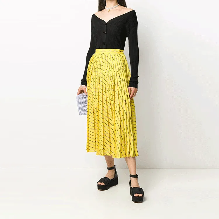 MIU MIU Casual Long Skirts Women's Yellow-1