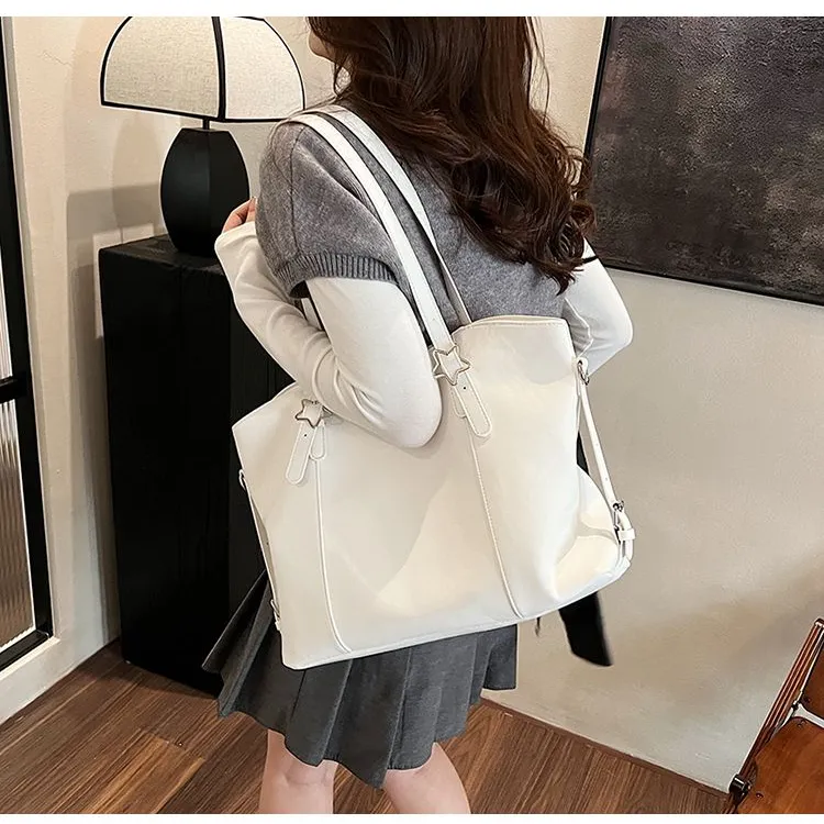 Morellybear PU Tote Bag Shopping Bag Shoulder Bags Regular Women's Brown/Black/Ecru-6