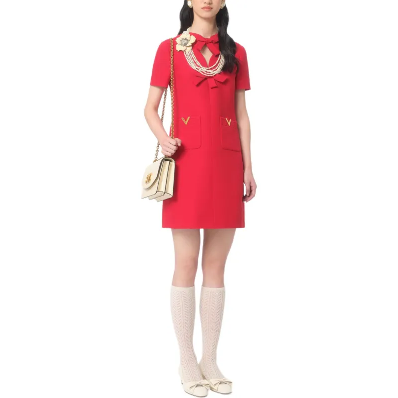 Valentino Bow Detailed A Line Mini Dress-2