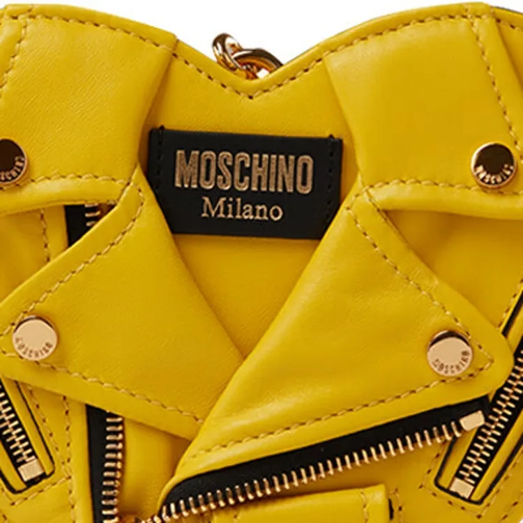 MOSCHINO Sheepskin Shoulder Bag Crossbody Bag Small Size Women's Yellow-3