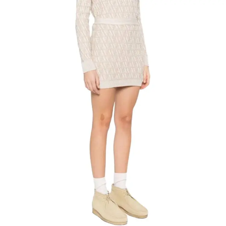 FENDI Logo Intarsia Knit Skirt-6