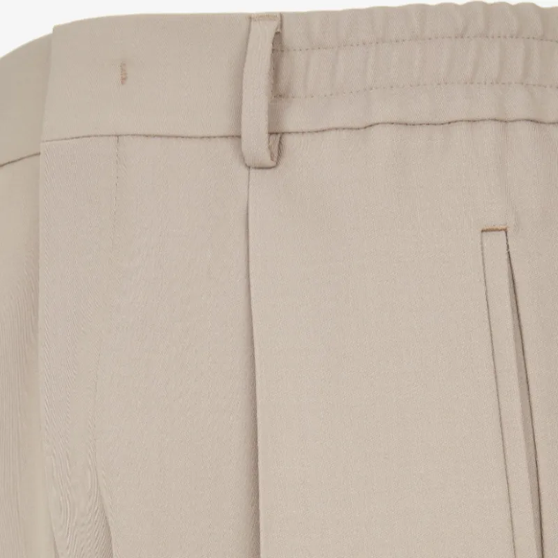 FENDI Pleat Detailed Straight Leg Trousers-3