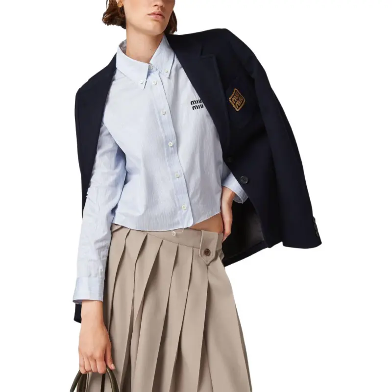MIU MIU Pleated Gabardine Wool Skirt-5